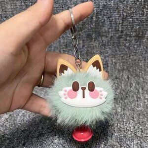 Cute lucky cat plush keychain/bag charm with bell